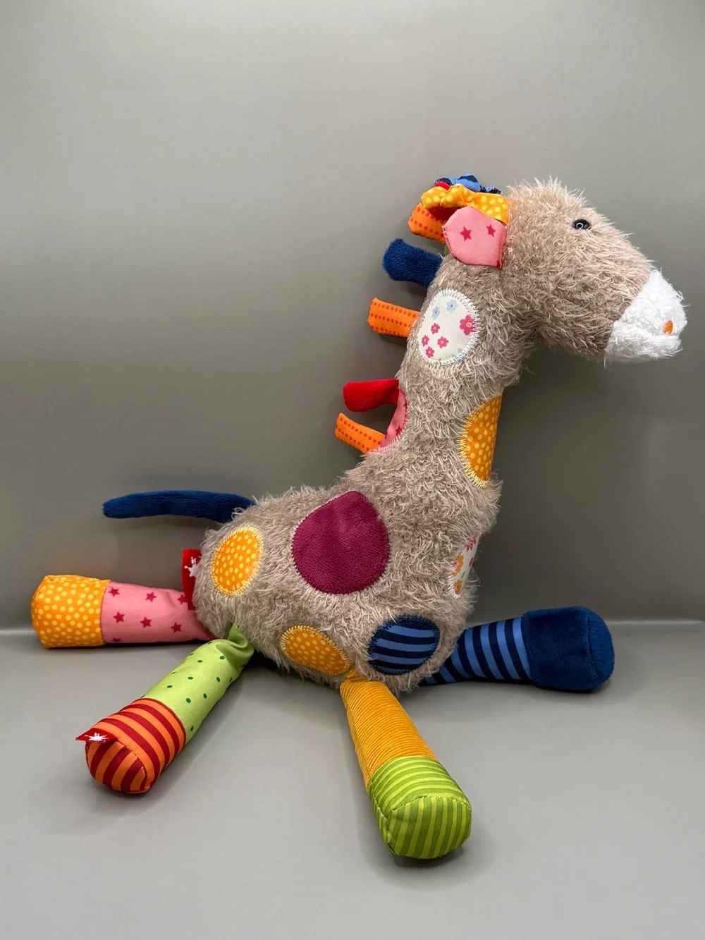 Sigikid Patchwork Giraffe Plush Baby Lovey Stuffed Animal
